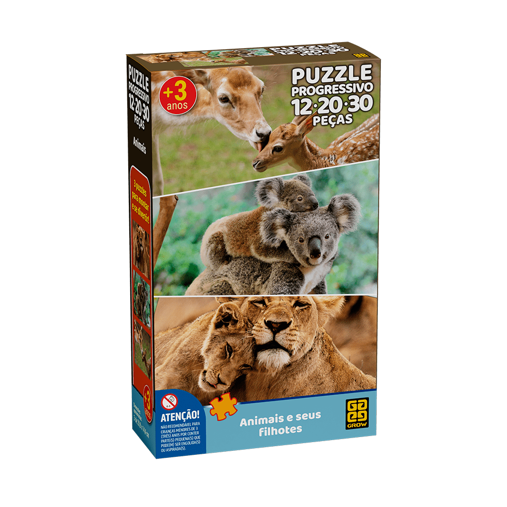 Puzzle Progressivo Animais e seus filhotes / Progressive puzzle animals and their cubs - Grow