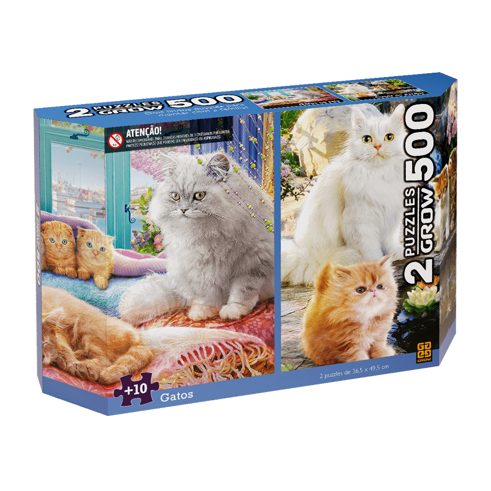 Puzzle 500 peças Duplo / Gatos / Puzzle 500 Double Pieces / Cats - Grow