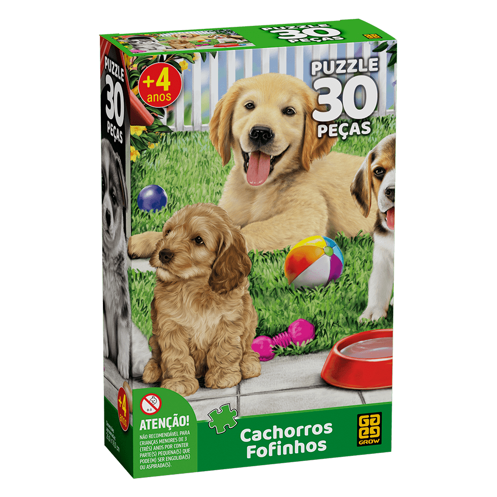 Puzzle 30 peças Cachorros Fofinhos / Puzzle 30 pieces cuddly dogs - Grow