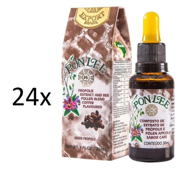 Lot of 24x30ml Pollen Bee Alcoholic Propolis Extract Coffee Flavor - Pon Lee