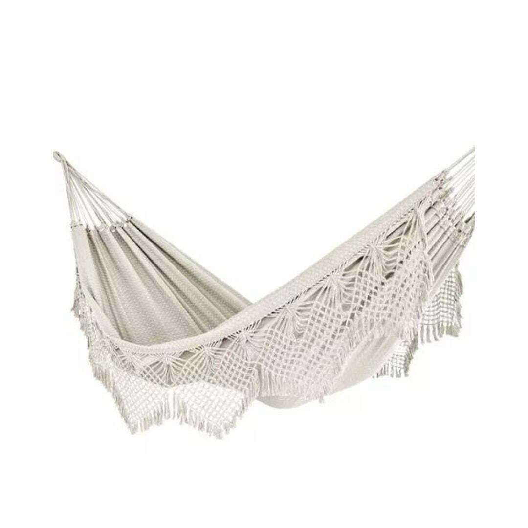 100% Cotton Luxury Couple Giant Hammock Rest Sleep w/ Macrame Cru Raw 4.4 x1.52m