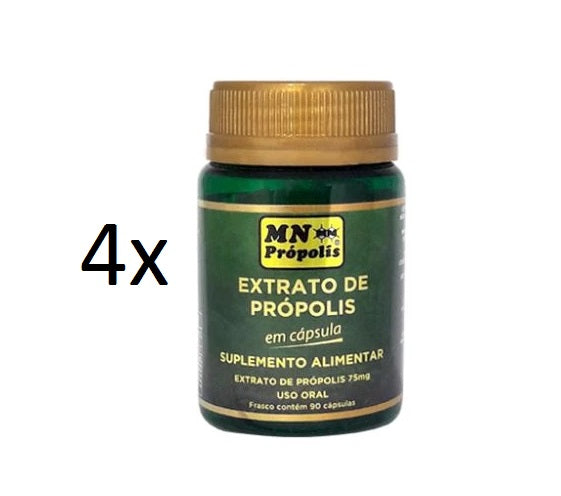 Lot of 4x90 Caps. 75mg each Green Bee Propolis Extract Organic - MN Propolis