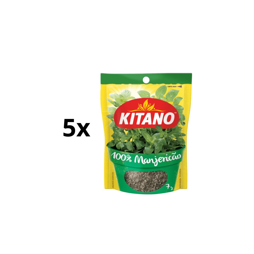 Lot of 5 Brazilian Kitano Dehydrated Basil Manjericão Seasoning Spice Cooking 7g