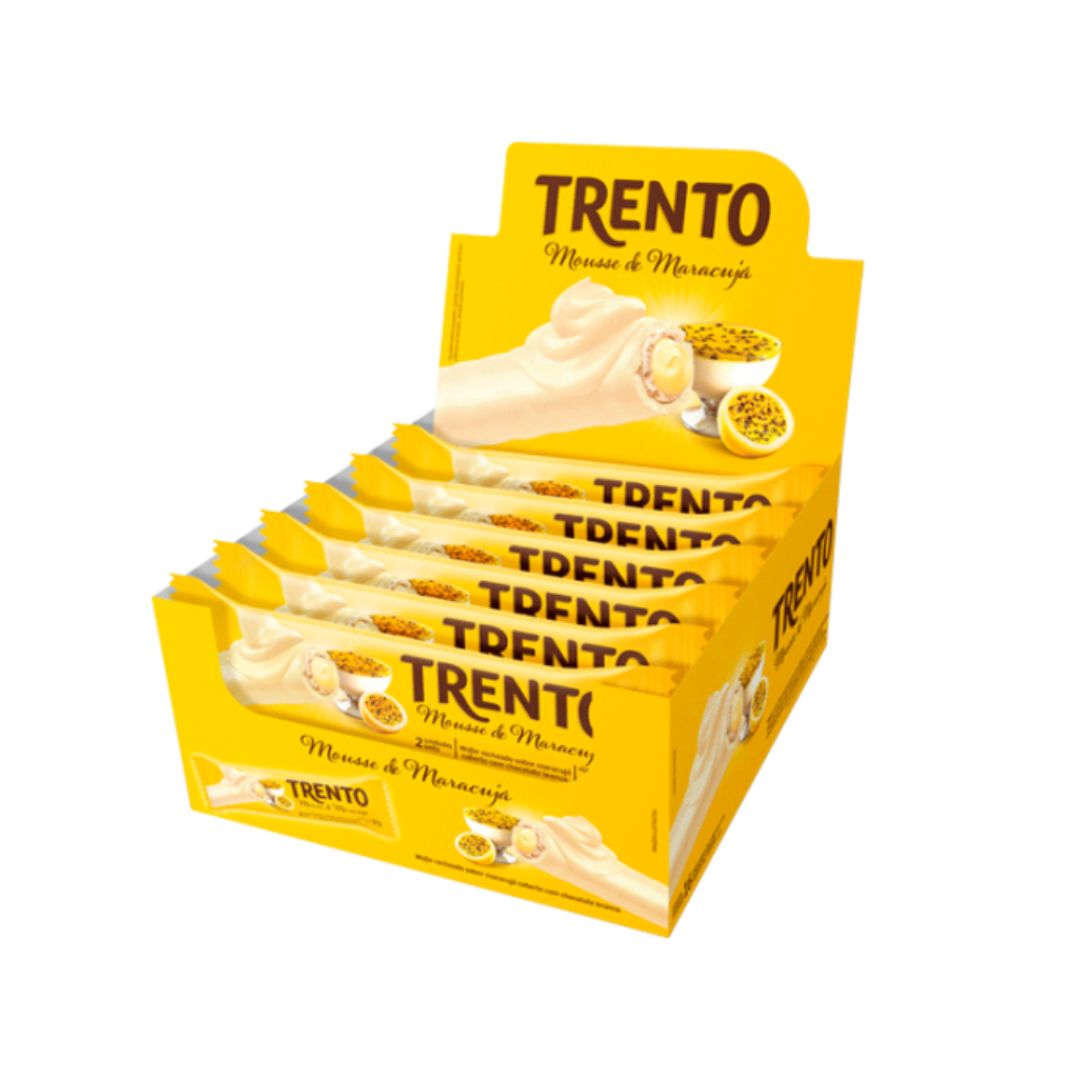 Brazilian Peccin Trento Passiofruit Flavoured White Chocolate Wafer Candy 16x32g