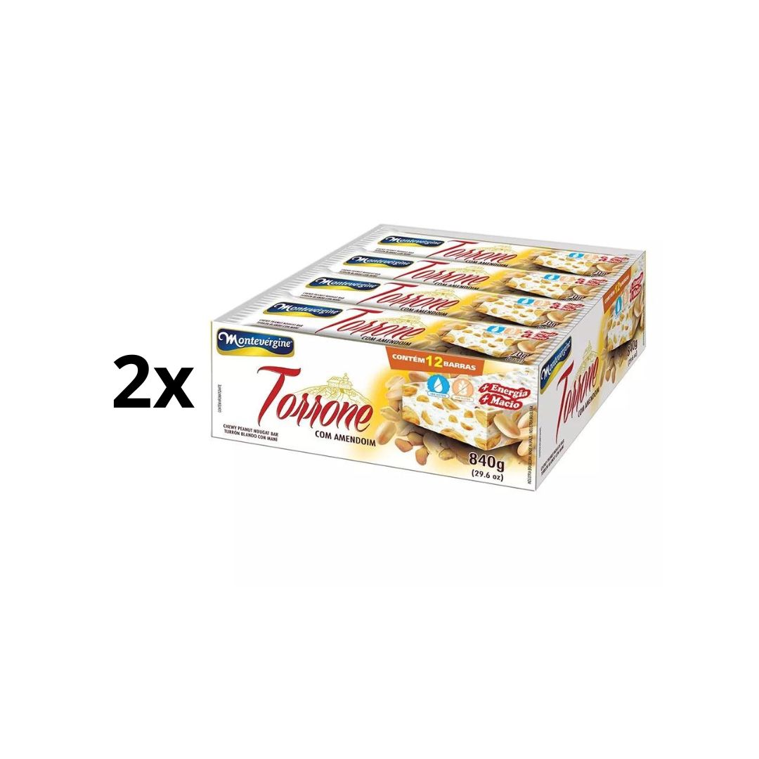 Lot of 2 Montevirgine Torrone Peanut Candy Sweet Food Dessert box w/ 12 890g