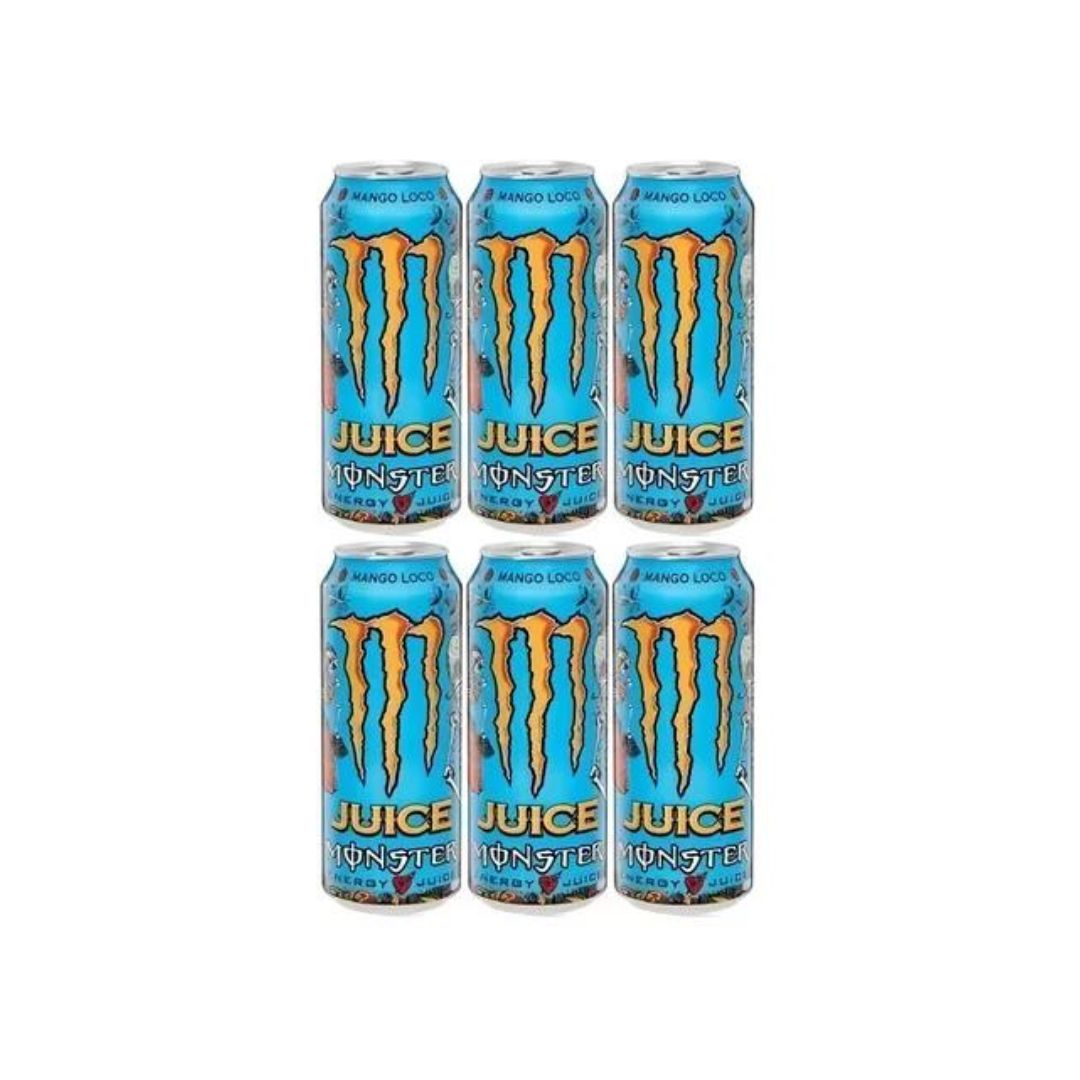 Lot of 6 Juice Monster Mango Loco Flavour Energy Drink 473ml