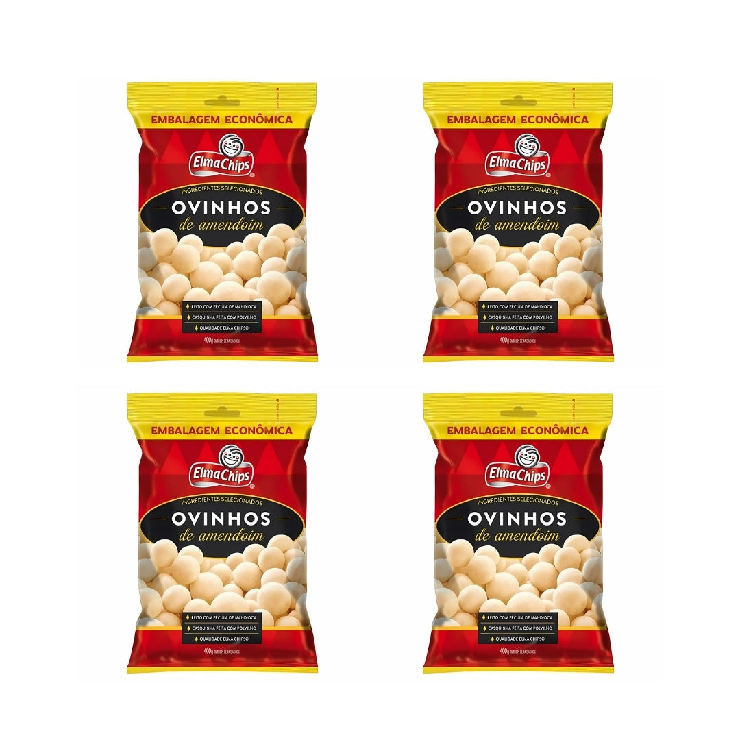 Lot of 4 Elma Chips Ovinhos Peanut Eggs Brazilian Snack Appetizer 400g