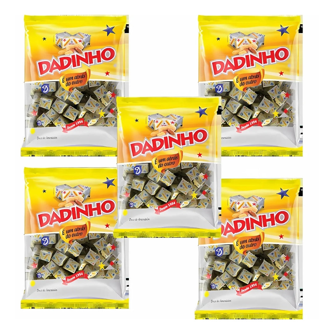 Lot of 5 Dadinho Peanut Candy Cubes Brazilian Candy Sweet Food 900g