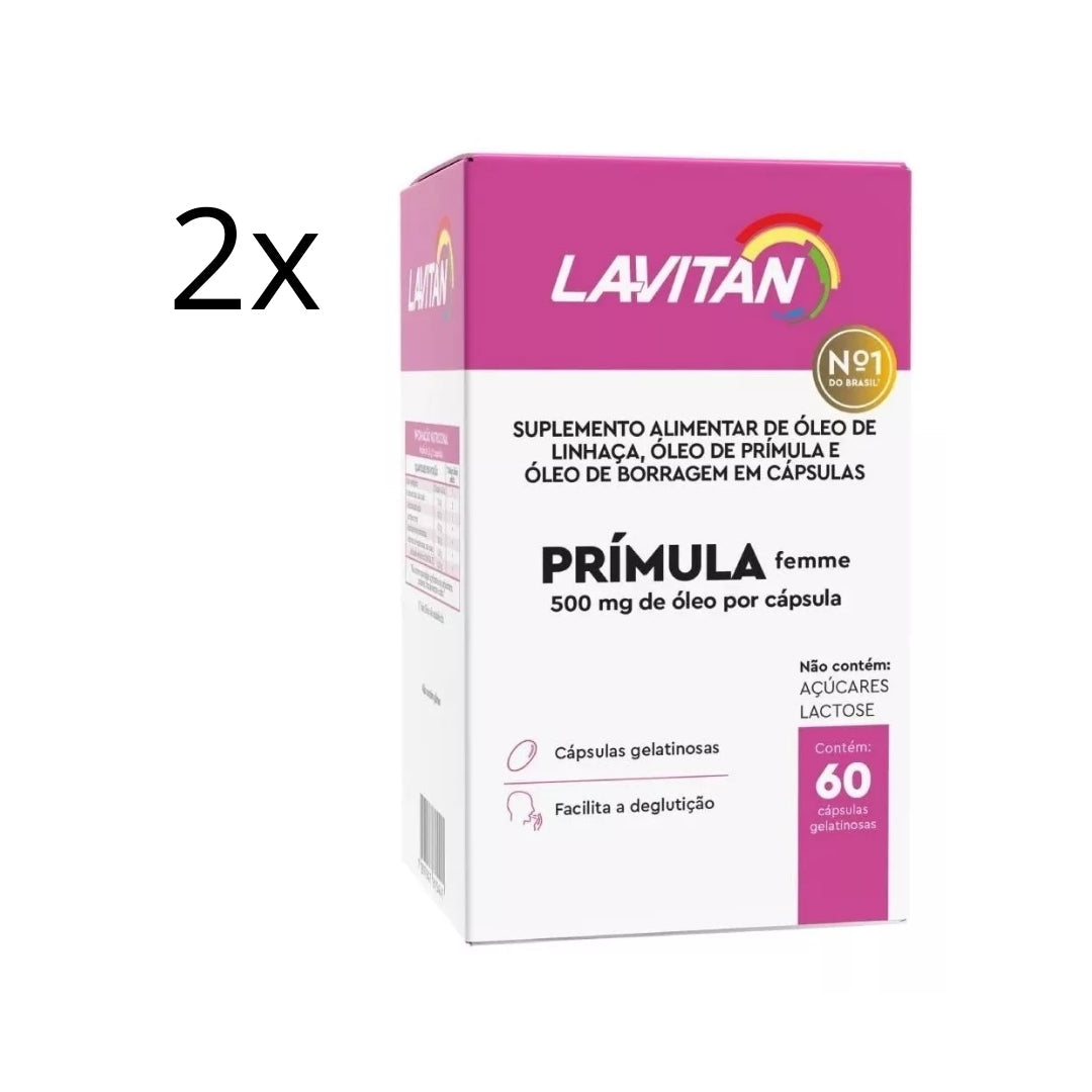 Lot of 2 Lavitan Prímula Femme Food Supplement 60 Gelatin Capsules Cimed