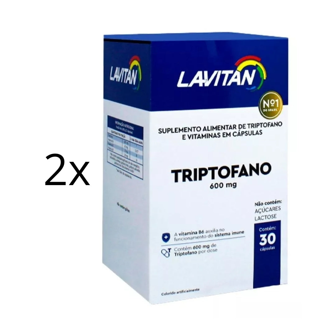 Lot of 2 Lavitan Tryptophan Healthy Food Supplement 600mg 30 Capsules Cimed
