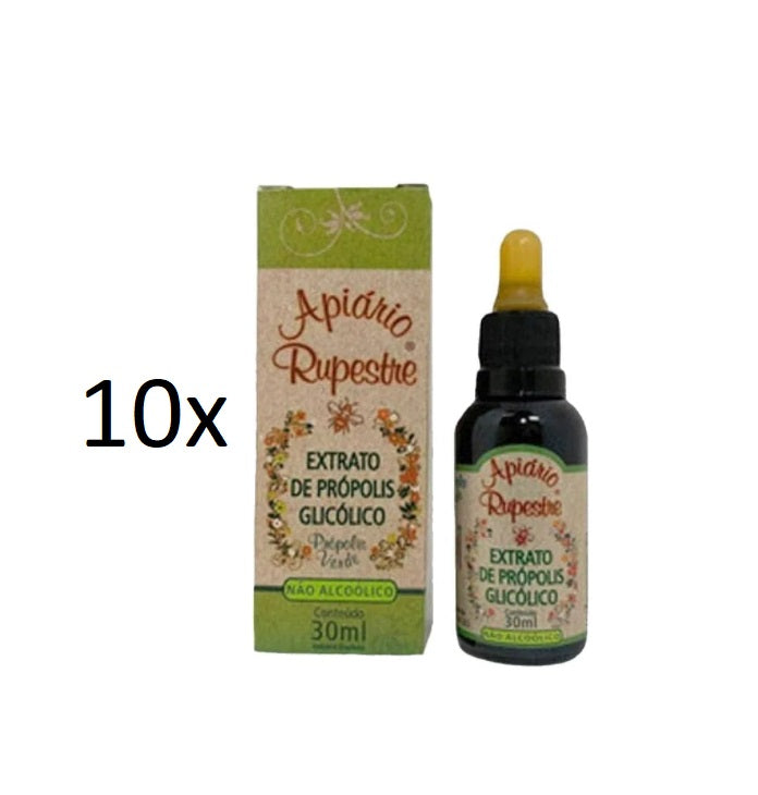 Lot of 10 Apiário Rupestre No Alcoholic Glycolic Green Propolis Extract 30ml