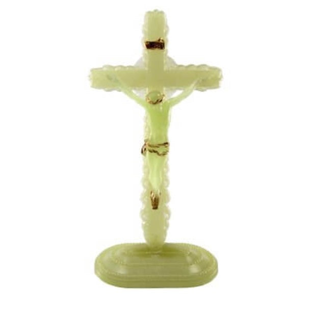 Brazilian Luminous Glows in The Dark Table Crucifix 17cm Religious Collectible