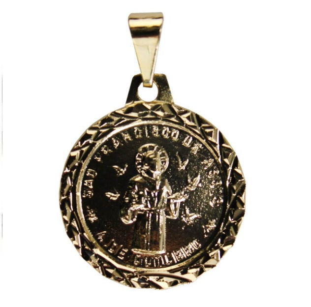 Brazilian Saint Francis of Assisi São Francisco de Assis Gold Pendant Religious
