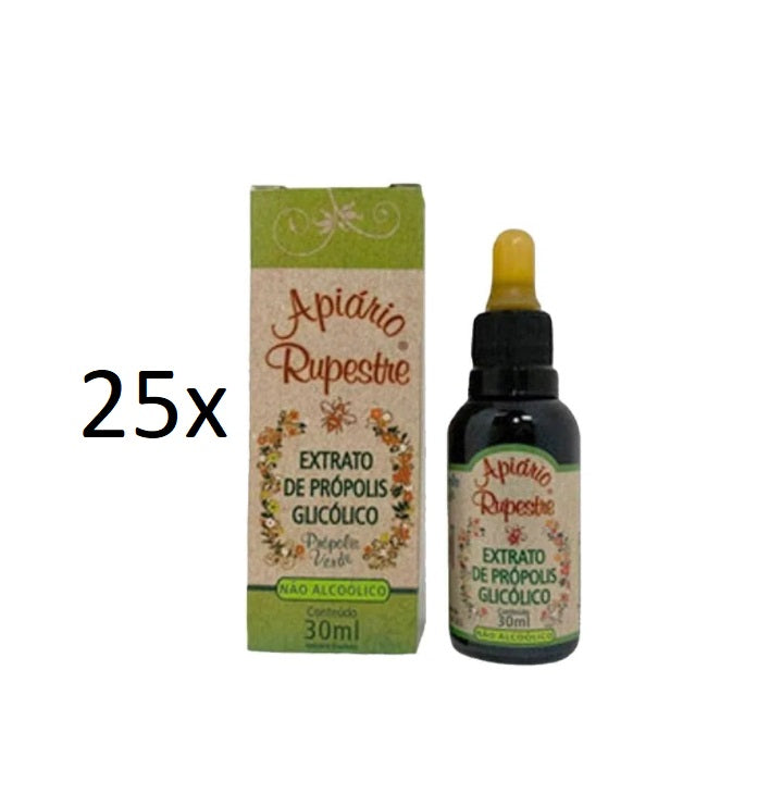 Lot of 25 Apiário Rupestre No Alcoholic Glycolic Green Propolis Extract 30ml