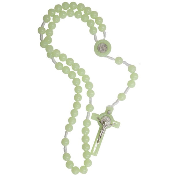 Brazilian Original São Bento Saint Wood Luminous Rosary Religious Collectible
