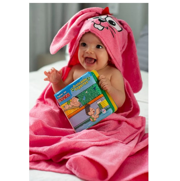 Brazilian Original Dalila Turma da Mônica Baby Cotton Pink Bath Towel Shower