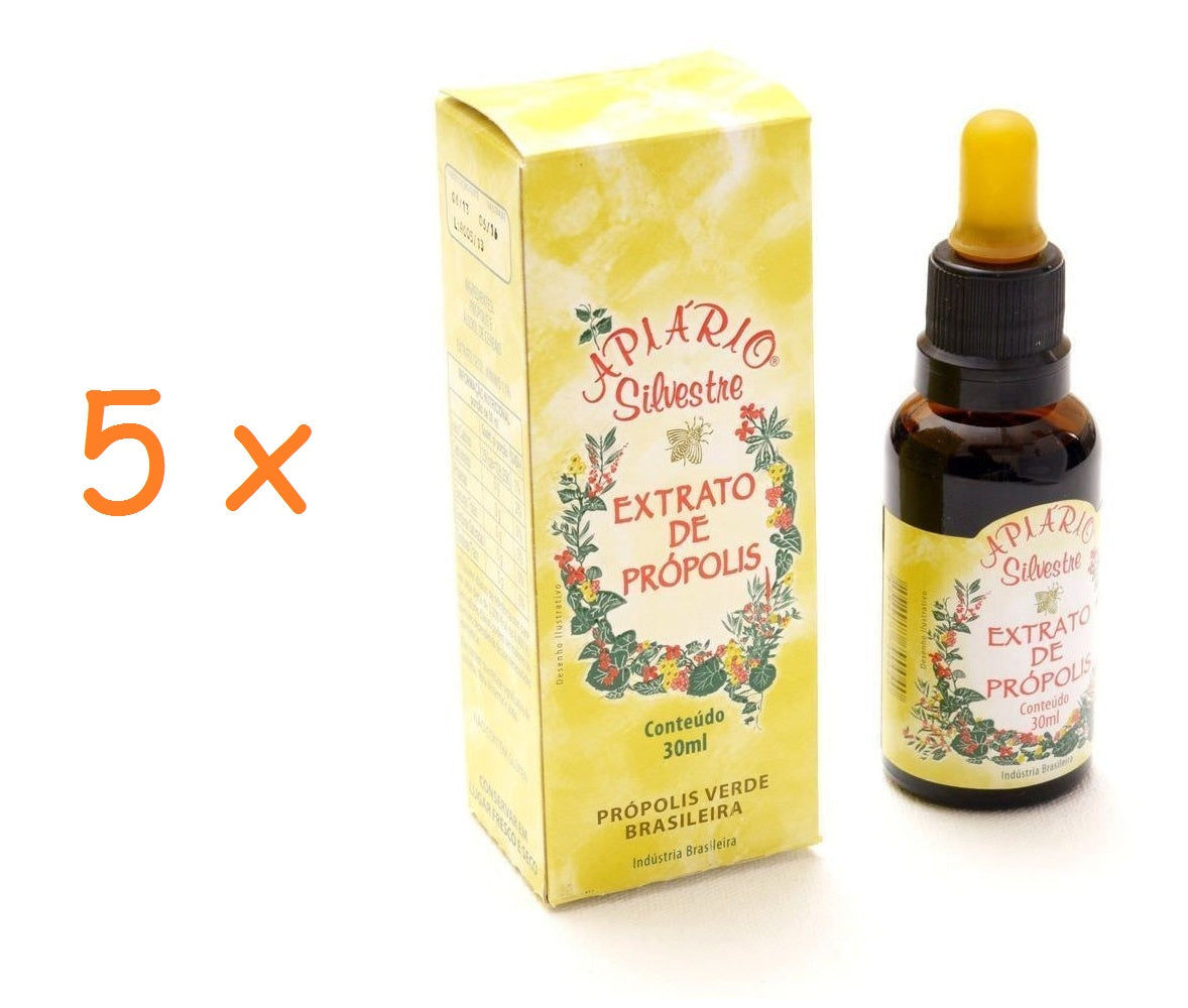 5 x 30ml Organic Brazilian Bee Green Bee Propolis Extract APIARIO SILVESTRE