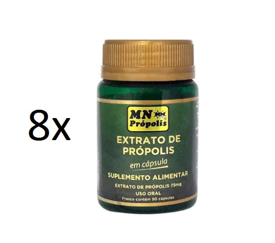 Lot of 8x90 Caps. 75mg each Green Bee Propolis Extract Organic - MN Propolis