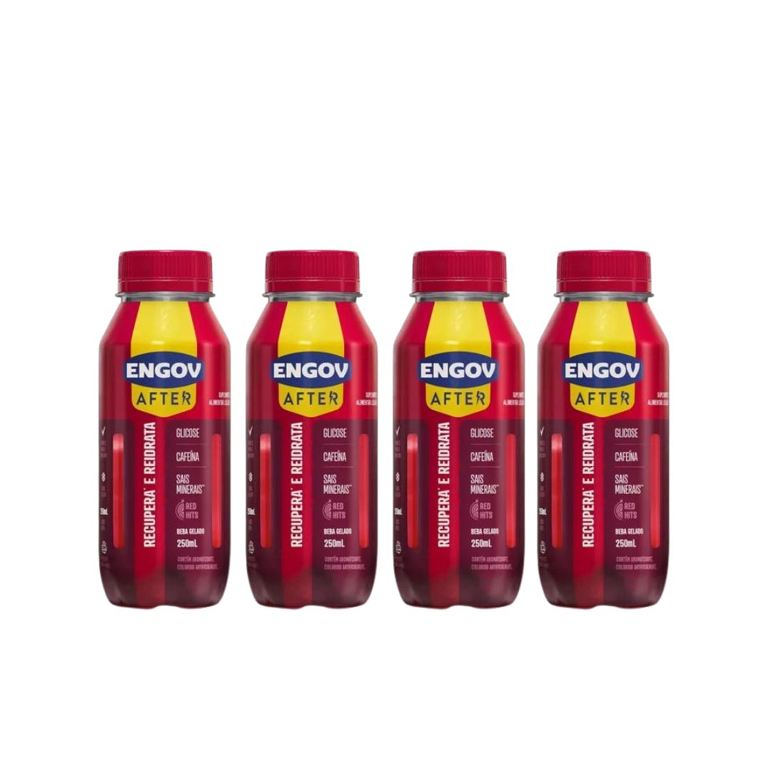 Lot of 4 Engov After Red Hits Flavor Hangover Recovery Rehydrate Drink 250ml