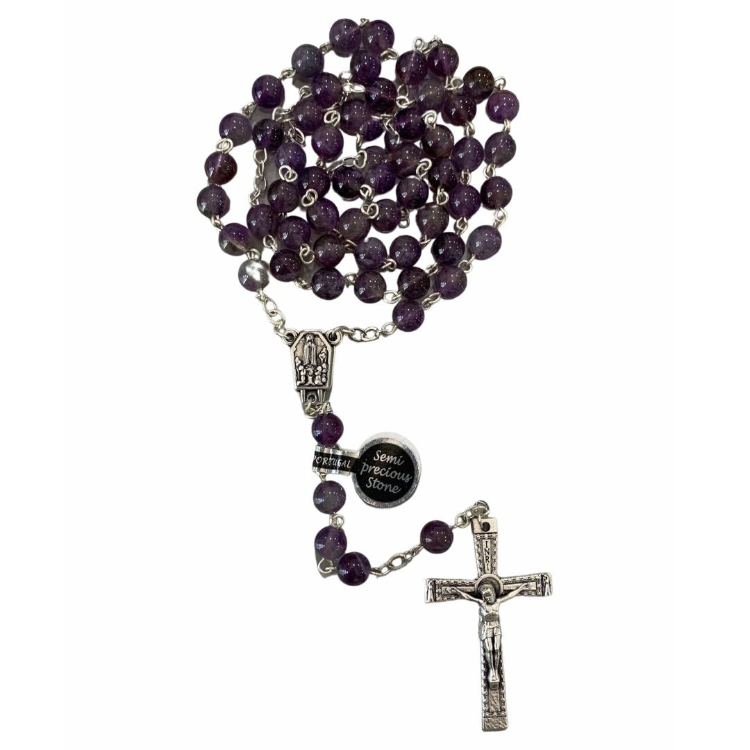 Amethyst Natural Semi-precious Jewel Stone Religious Chaplet Our Lady of Fátima