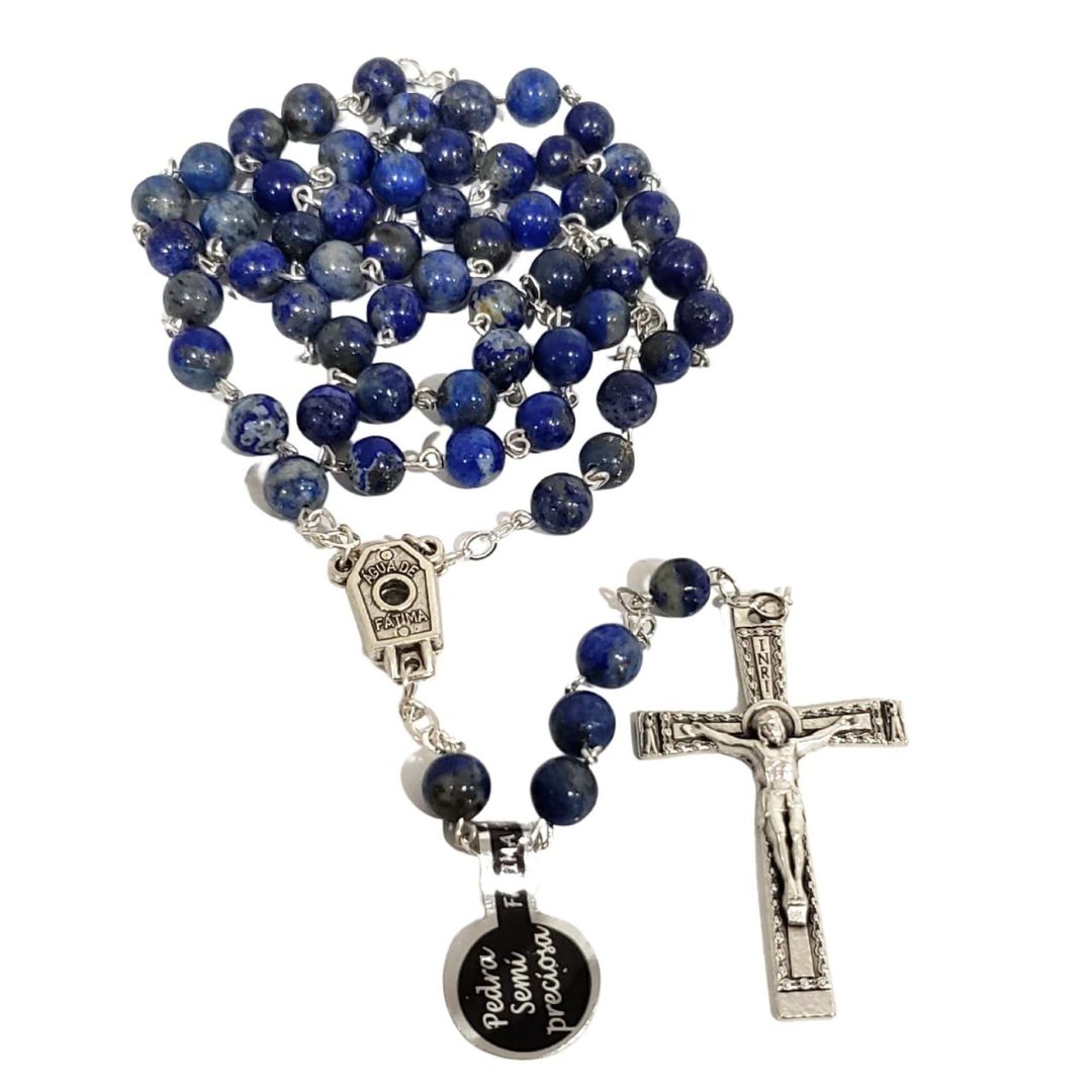 Lapis Lazuli Natural Semi-precious Jewel Stone Religious Chaplet Our Lady of Fátima