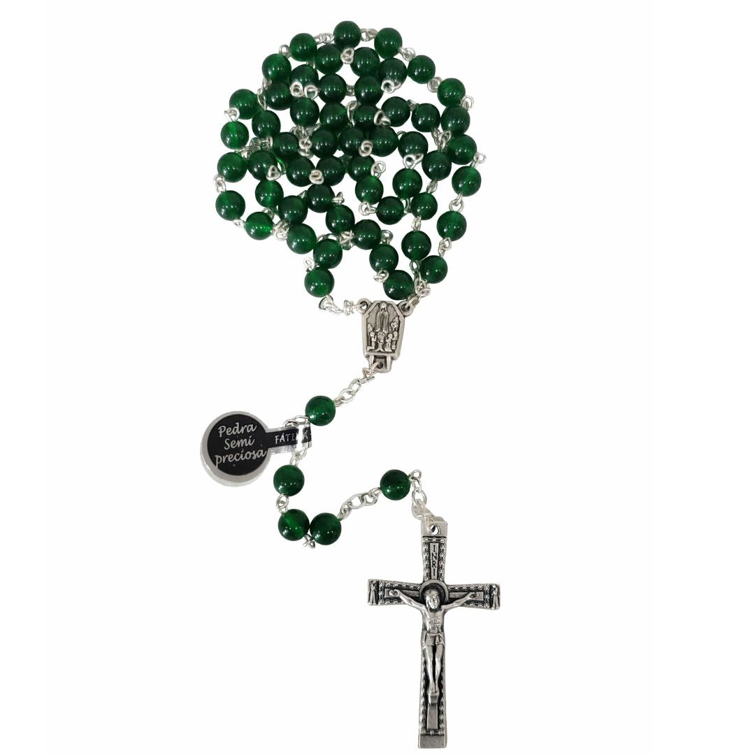 Green Jade Natural Semi-precious Jewel Stone Religious Chaplet Our Lady of Fátima