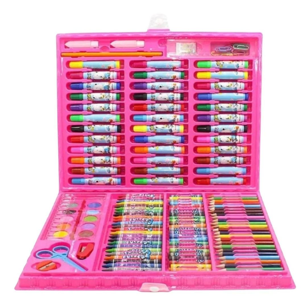 Pink Children's Painting Suitcase Coloring School Kit Case 150 Items Fantasy