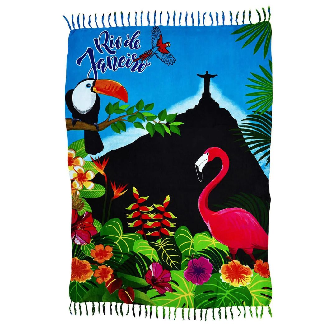 Brazil Rio de Janeiro Flamingo Canga Beach Towel Sarong Viscose