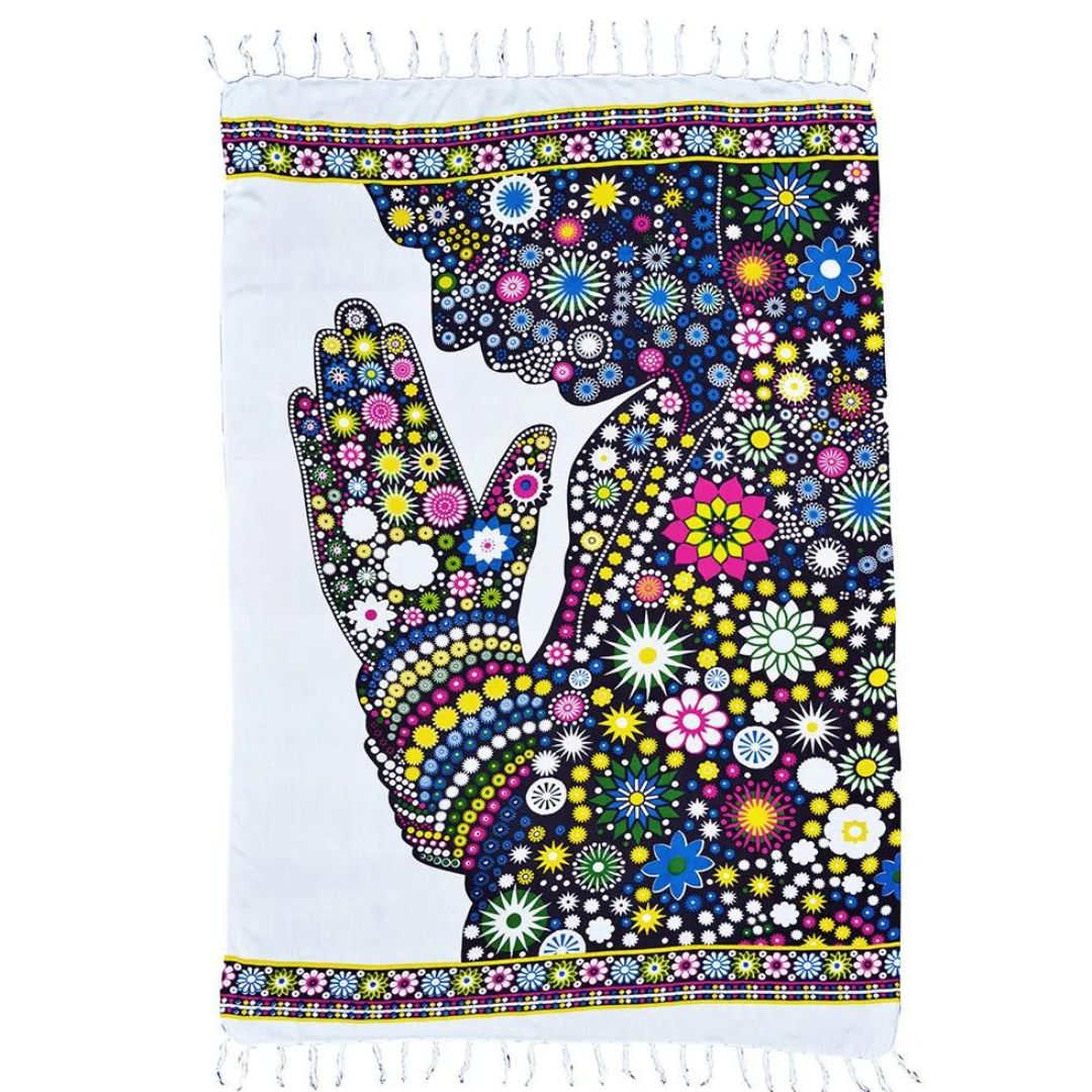 Pray White Canga Beach Towel Sarong Polyester Beachwear