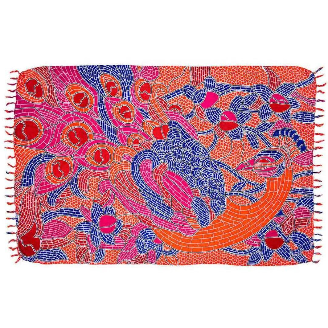 Orange Peacock Stained Glass Canga Beach Towel Sarong Polyester