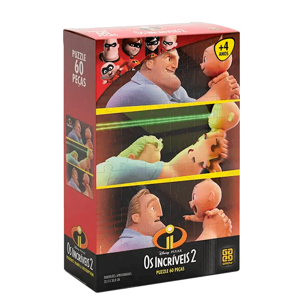 Puzzle 60 peças Os Incríveis / Puzzle 60 pieces the incredible - Grow