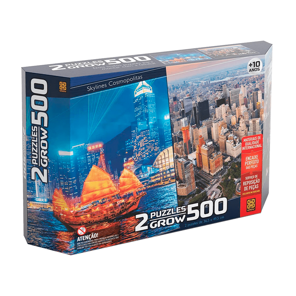 Puzzle 500 peças Duplo / Skylines Cosmopolitas / Puzzle 500 Double Pieces / Cosmopolitan Skylines - Grow