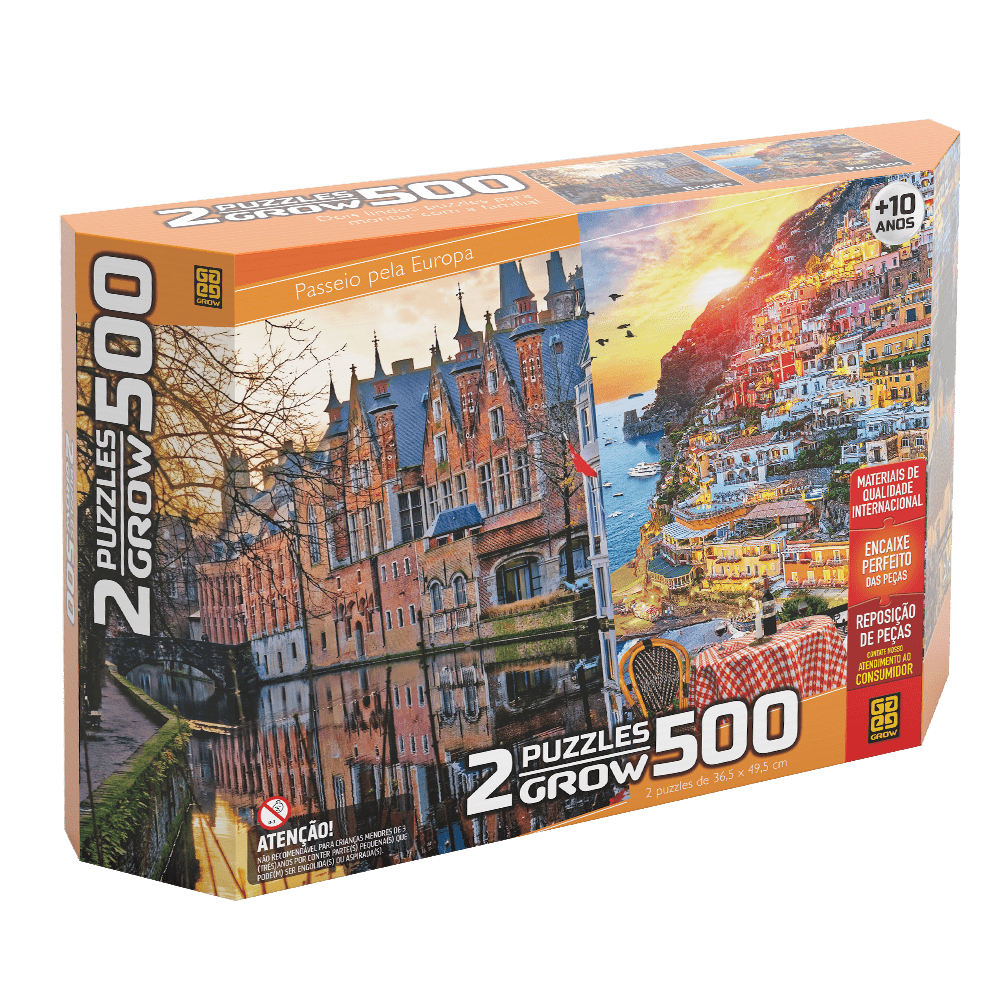 Puzzle 500 peças Duplo / Passeio pela Europa / Puzzle 500 Double Pieces / Europe Ride - Grow