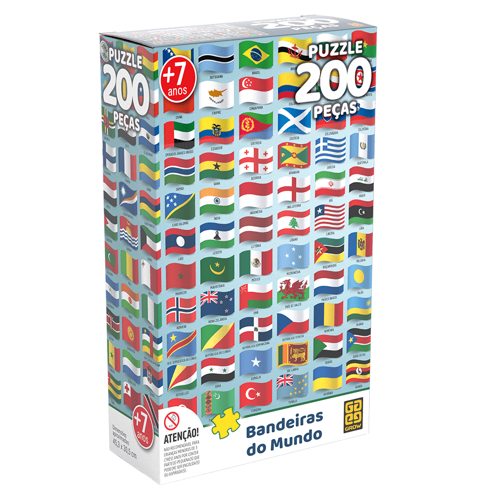 Puzzle 200 peças Bandeiras do Mundo / Puzzle 200 pieces world flags - Grow
