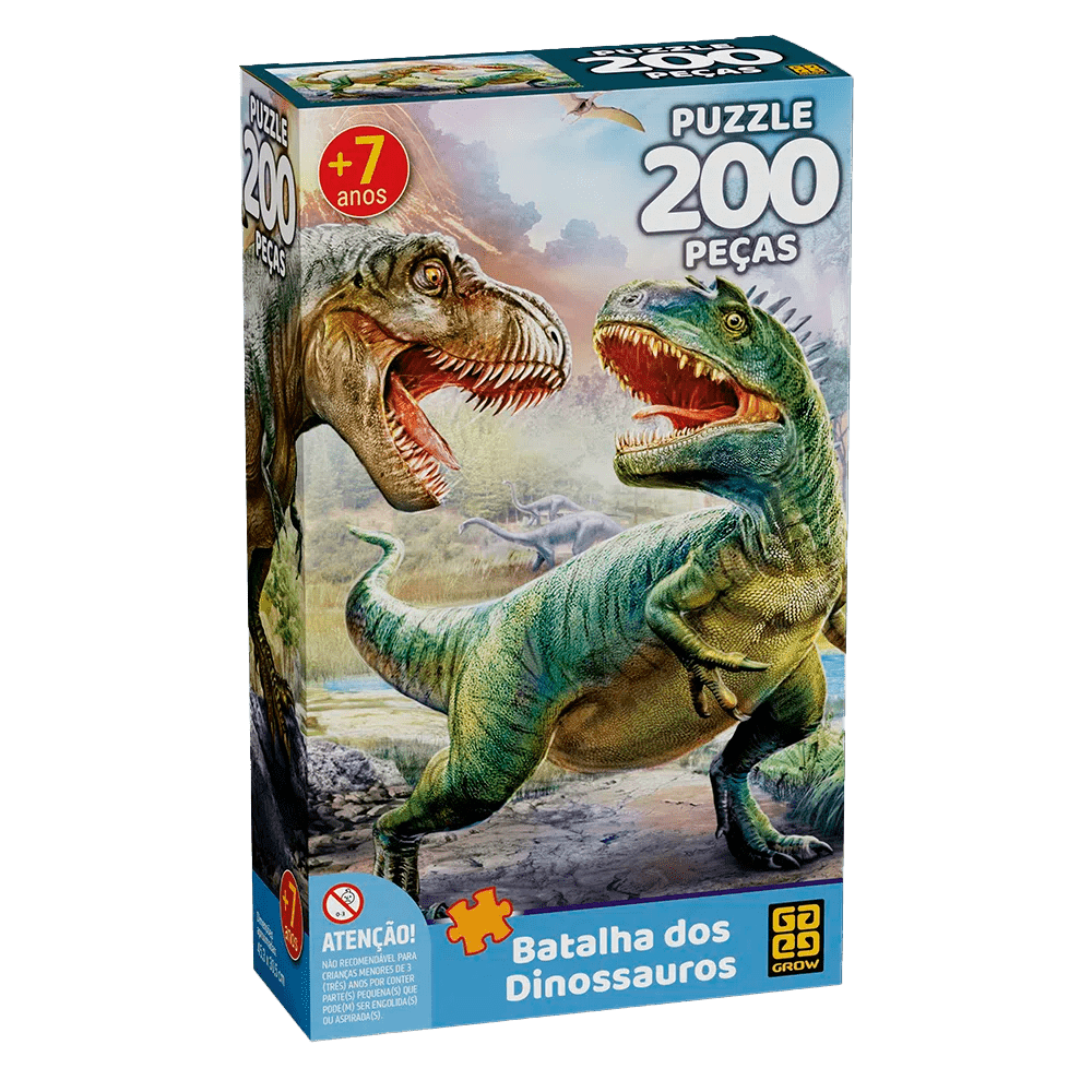 Puzzle 200 peças Batalha dos Dinossauros / Puzzle 200 pieces battle of dinosaurs - Grow