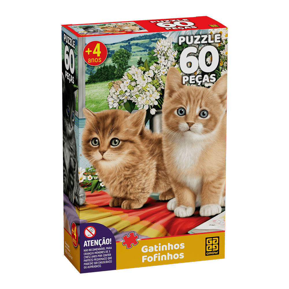 Puzzle 60 peças Gatinhos Fofinhos / Puzzle 60 pieces cuddly kittens - Grow