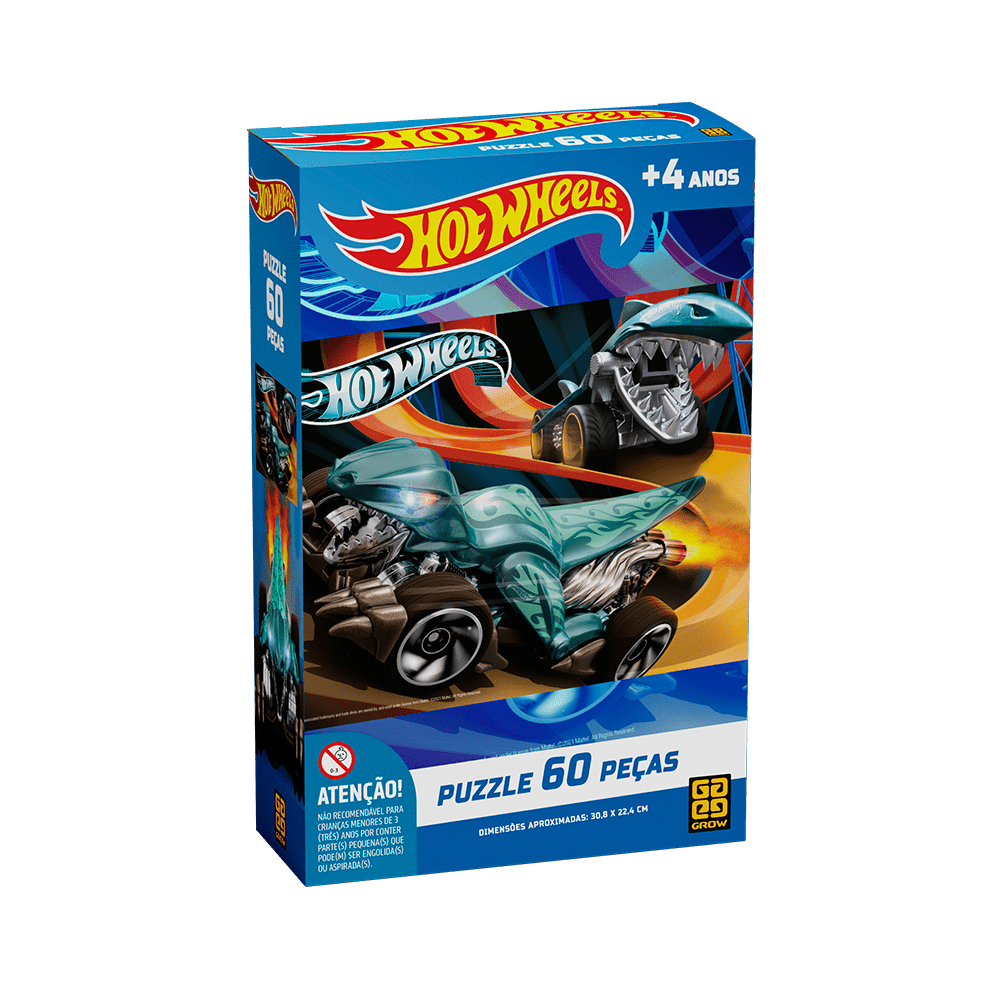 Puzzle 60 peças Hotwheels / Puzzle 60 peças Hot Wheels / Puzzle 60 pieces Hotwheels / Puzzle 60 pieces Hot Wheels - Grow
