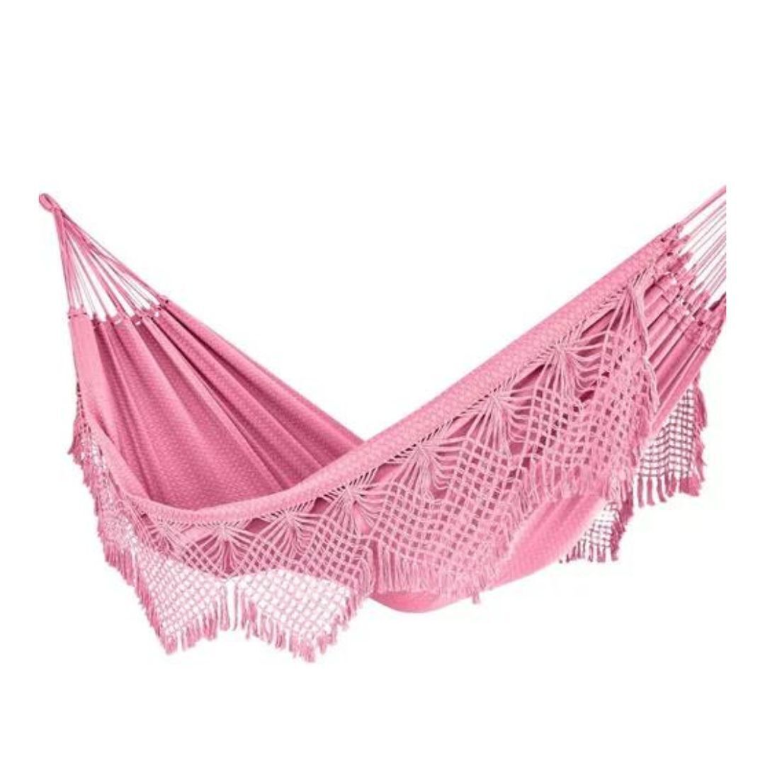 Cotton Luxury Couple Giant Hammock Rest Sleep w/ Macrame Light Pink 4.4m x 1.52m