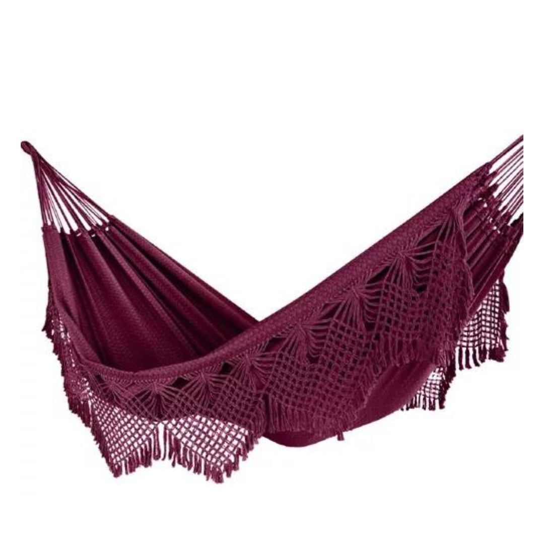 Luxury Couple Giant Hammock Rest Sleep w/ Macrame Red Wine Color 4.4m x 1.52m