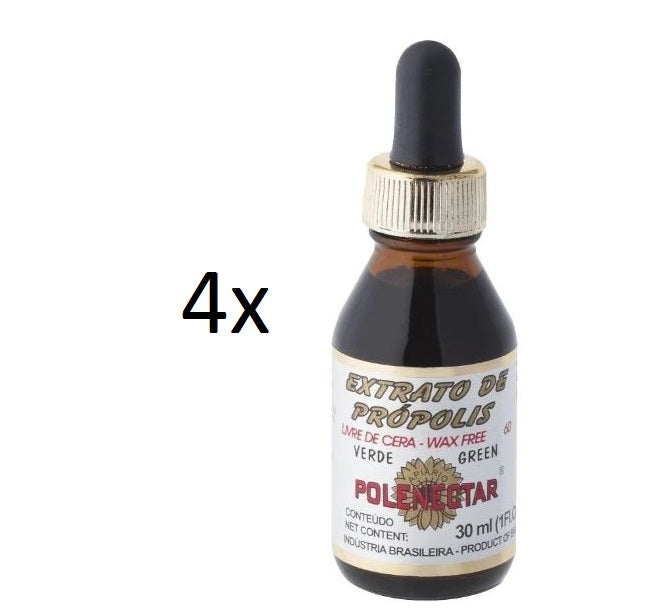 Lot of 4x30ml Original Green Bee Propolis Extract 60 Wax Free - Polenectar