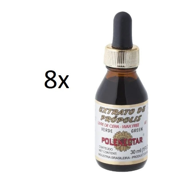 Lot of 8x30ml Original Green Bee Propolis Extract 60 Wax Free - Polenectar
