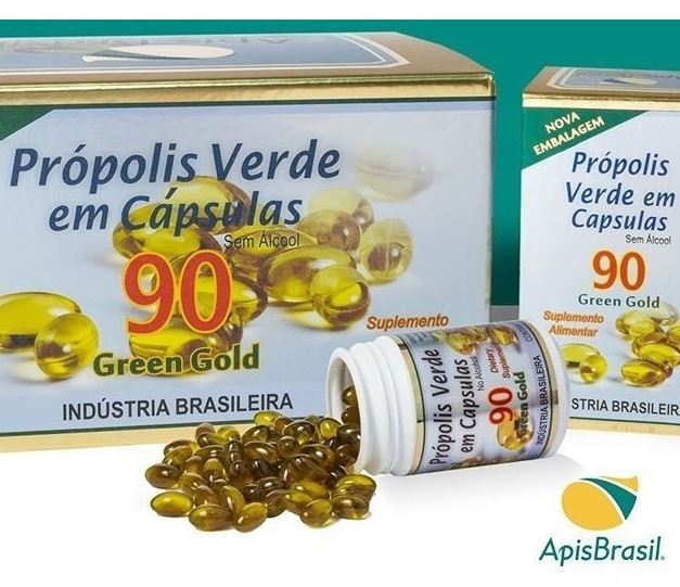 Brazilian Original Green Gold 90 Propolis Extract 90 Caps. 250mg - Apis Brasil
