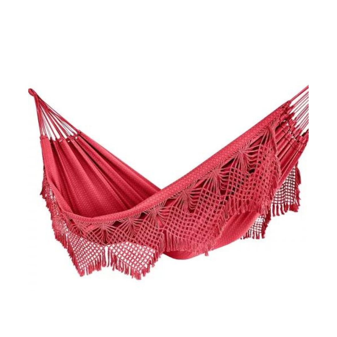 Luxury Couple Giant Hammock Rest Sleep w/ Macrame Red 4.4m x 1.52m