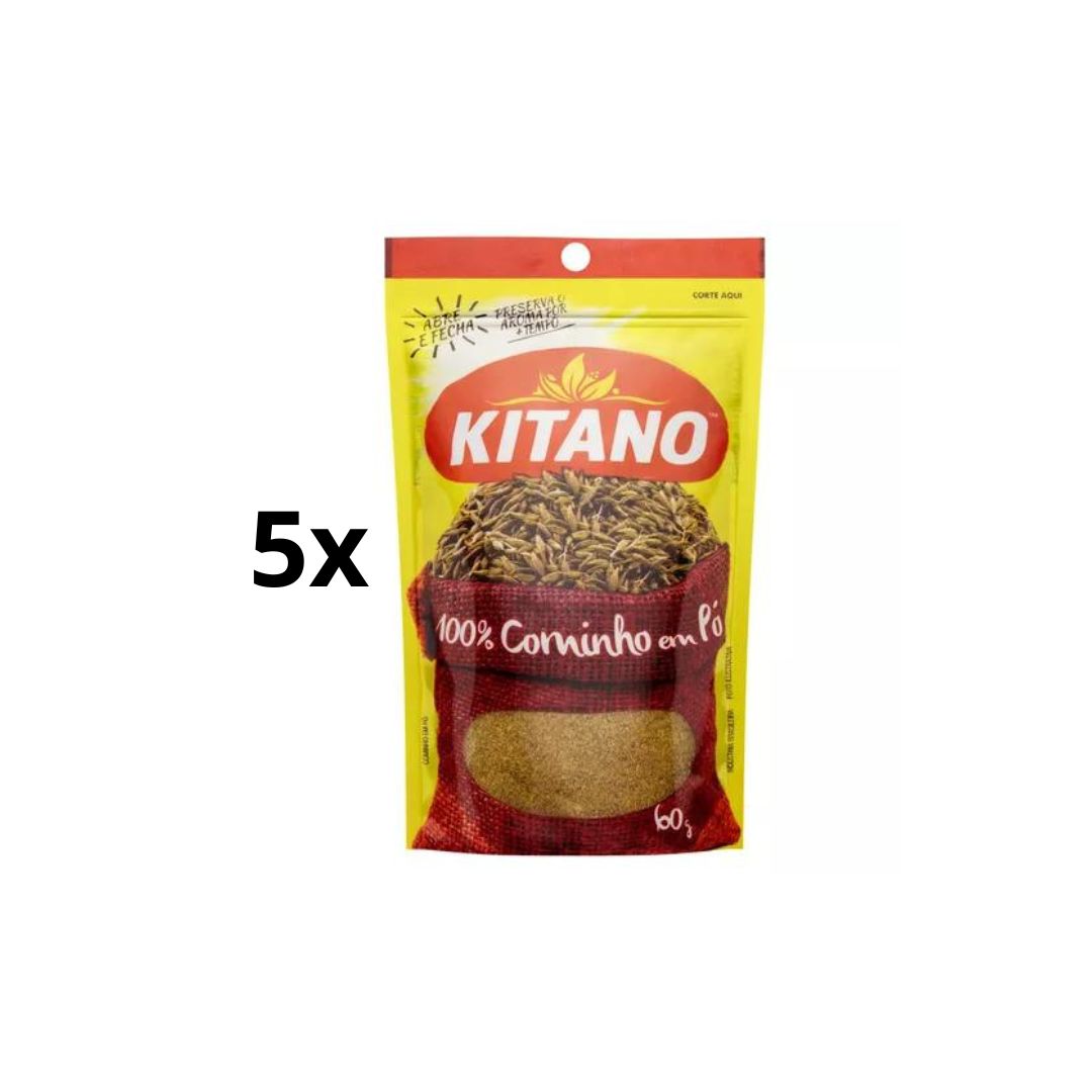 Lot of 5 Brazilian Kitano Cominho Cumin Powder Seasoning Spice Cooking 60g