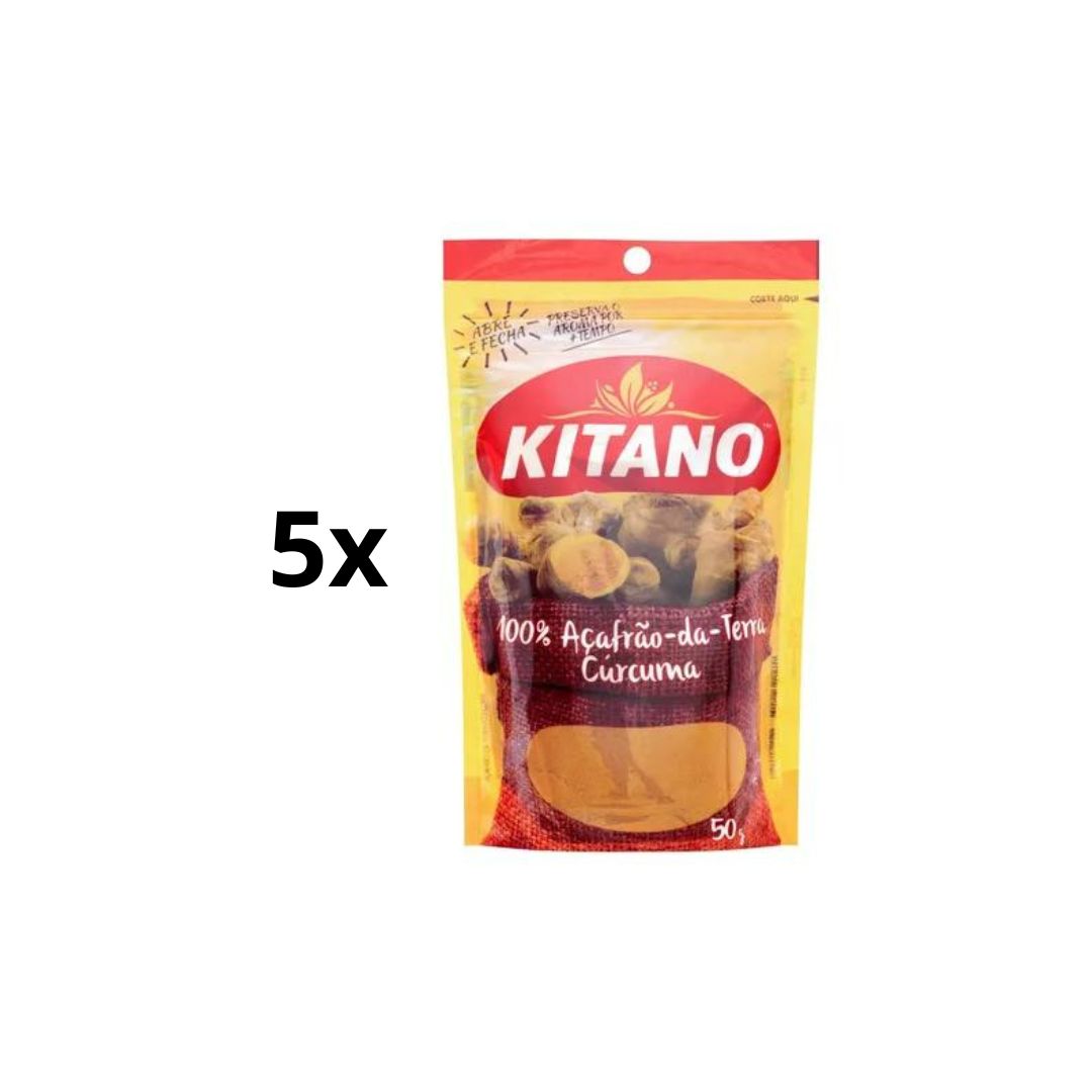 Lot of 5 Brazilian Kitano Açafrão da Terra Cúrcuma Turmeric Saffron Seasoning Spice 50g