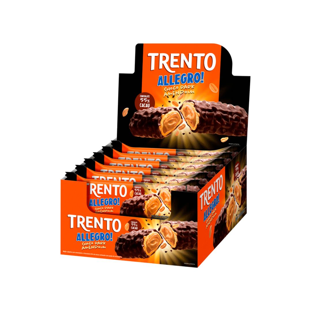 Brazilian Peccin Trento Allegro Dark Chocolate Peanut Wafer Candy 16x35g