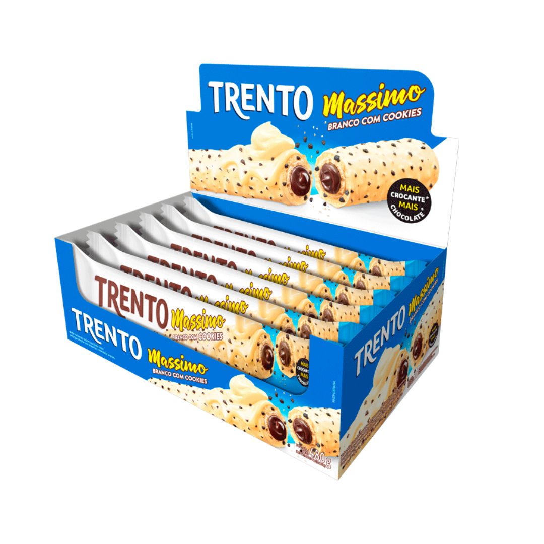 Brazilian Peccin Trento Massimo White Chocolate Cookies Wafer Candy 16x30g