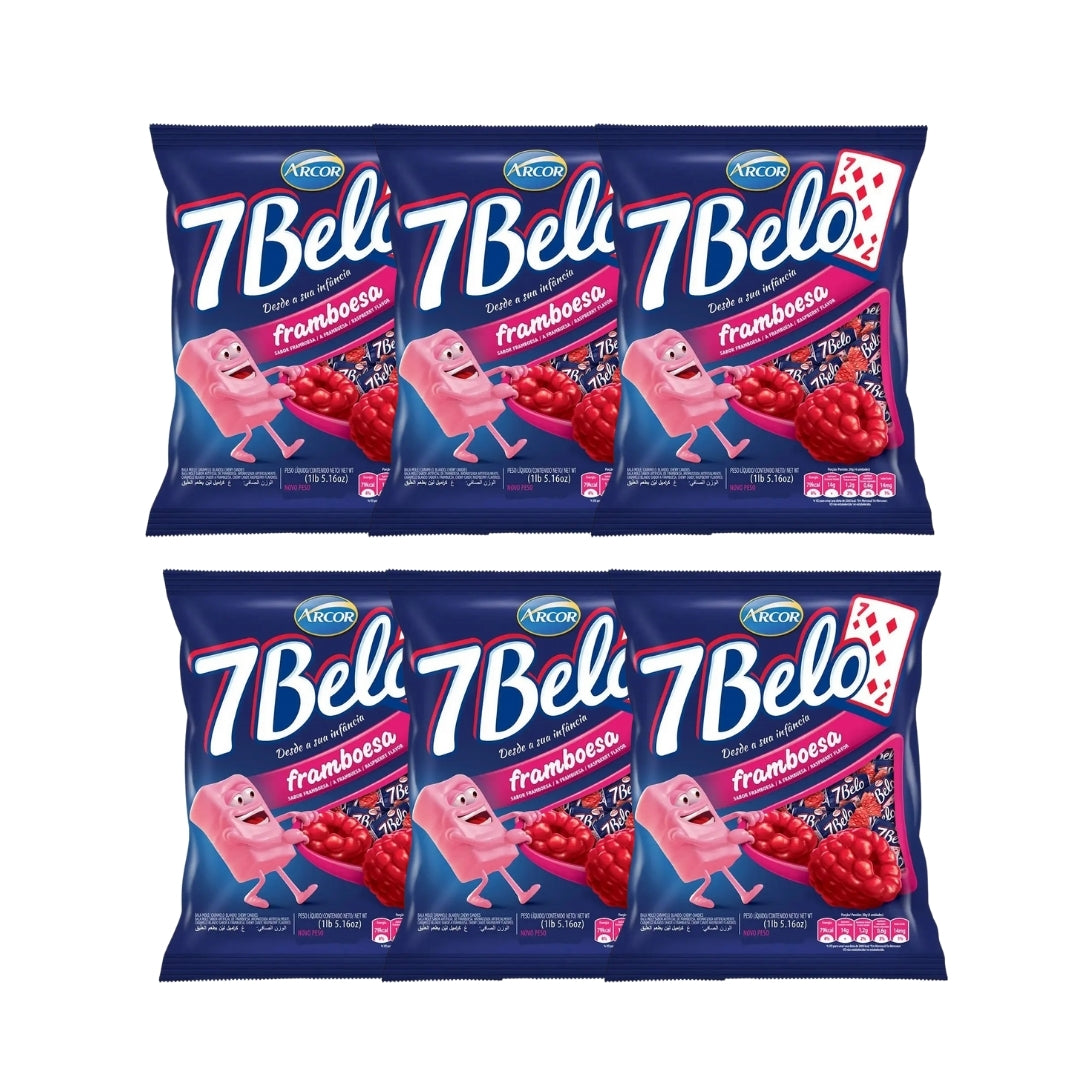 Lot of 5 Arcor 7Belo Raspberry Flavor Chewable Candy Sweet Food 500g