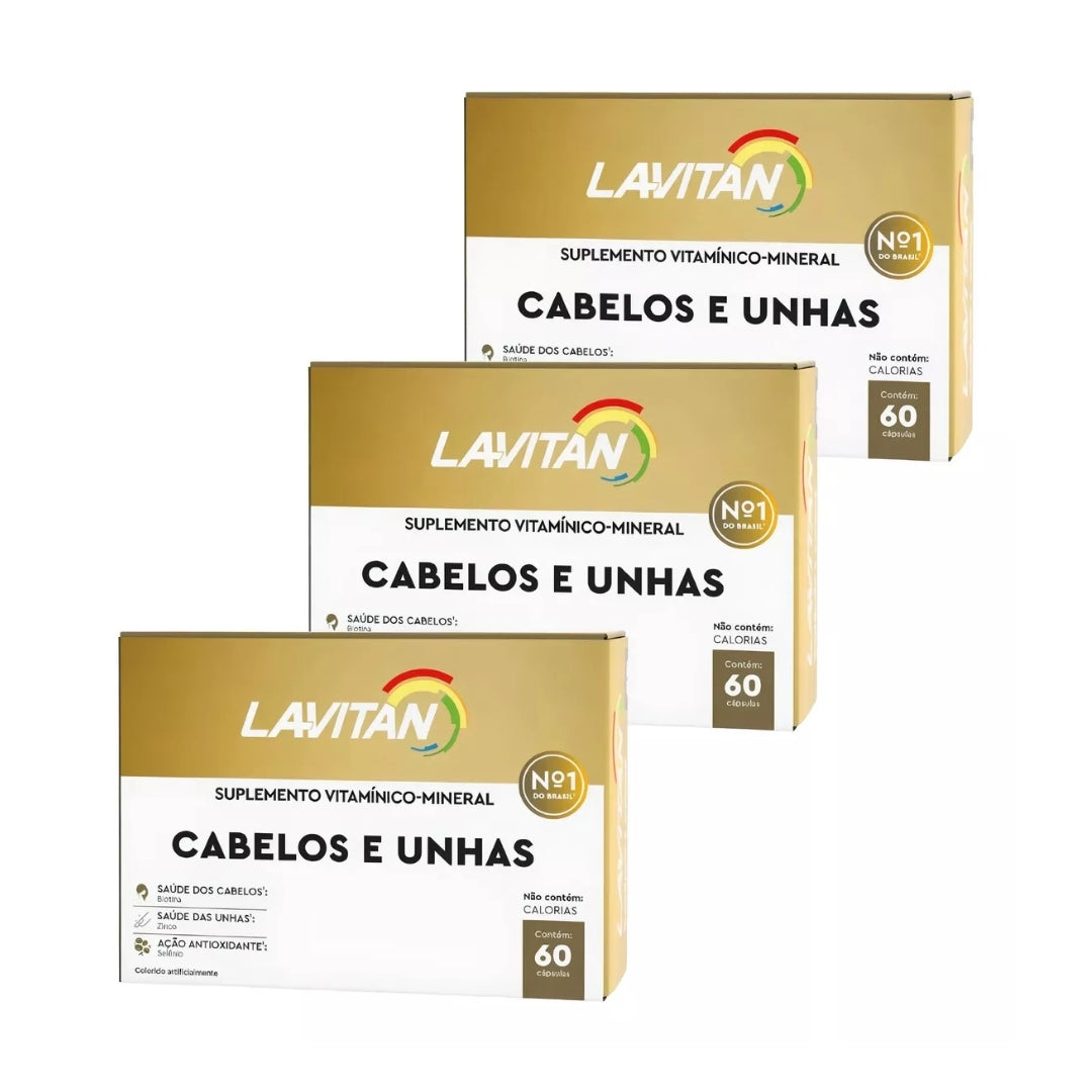 Lot of 3 Lavitan Vitamin for Hair and Nails Supplement 60 Capsules Cimed
