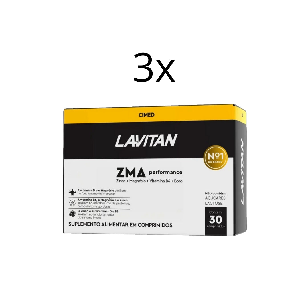 Lot of 3 Lavitan ZMA Performance Multivitamin Supplement 30 Tablets Cimed